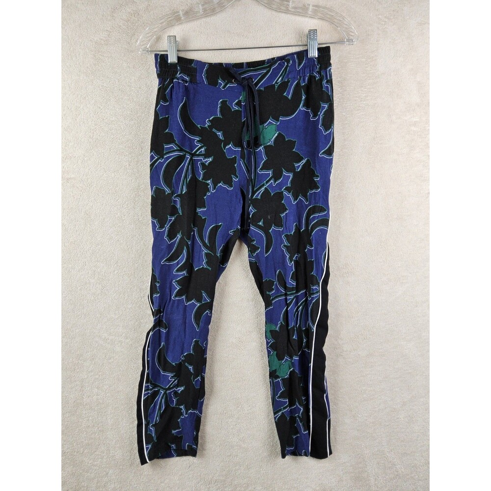 Parker Women's Floral Drawstring Side Stripe Ankle Pants Size 00